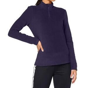 Aurique Navy Blue 1/4 Zip Soft Fleece Long Sleeve Sweatshirt Large NWT